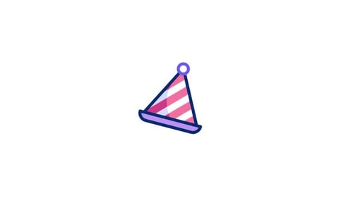 Flat Design Animated Birthday Party Hat Icon