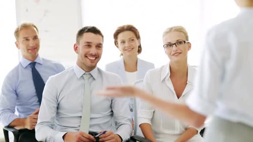 Happy Business Team Meeting in Office Setting