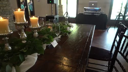 A table is set up.