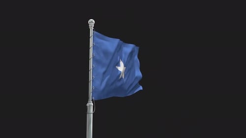 Somalia Flag Waving on Flagpole with Alpha Channel