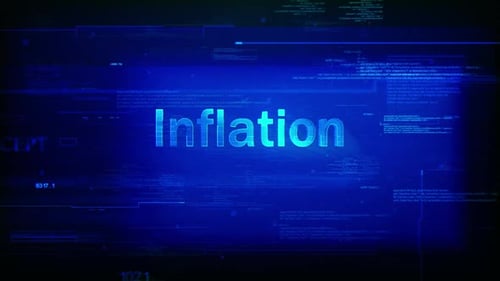 Inflation Text Reveal on Digital Code Data Background