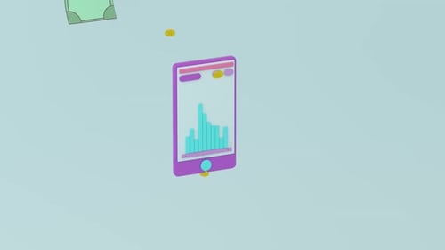 Smartphone Financial Growth Animation with Falling Money