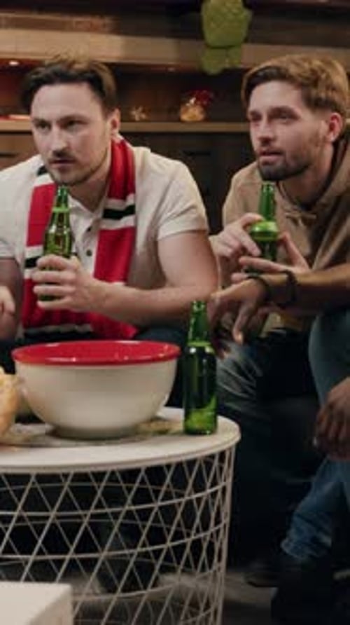 Friends Watching Sports, Drinking Beer Indoors