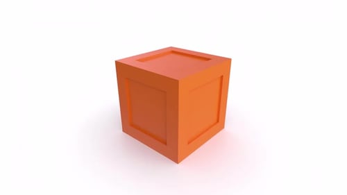 Modern Orange Cube on White Background