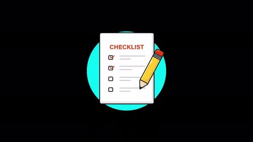 Checkliste mit Bleistift. Checkliste Konzept-Animationsvideo — transparent