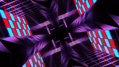 Red And Blue Neon Spike Tunnel Background Vj Loop In 4K
