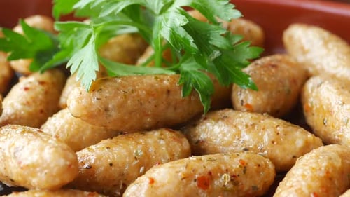 Closeup of Turkey Meatballs on a Plate
