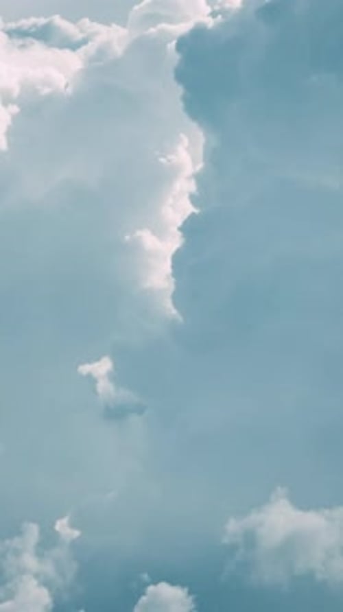 Bright Cloudy Sky Dramatic Sky With Fluffy Clouds In Sunny Day Before Storm Vertical Vertical