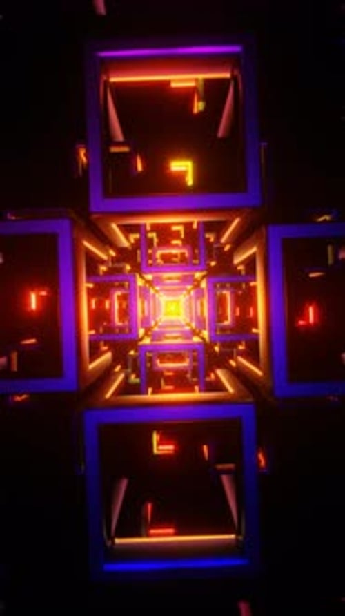 Vertical Video of Glowing Abstract Geometric Vortex in Seamless Motion Loop