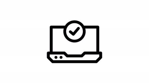 Animated Flat Design Laptop Checkmark Icon