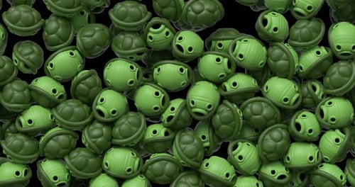 3D Cartoon Turtle Shells Screen Transition Alpha Channel 4K