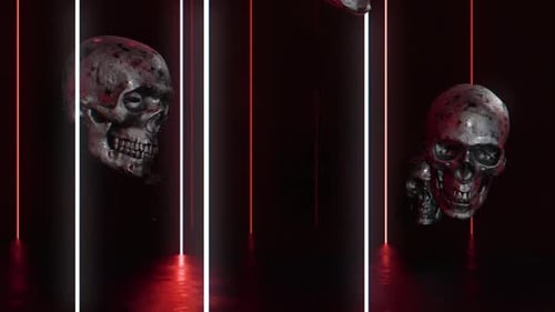 Neon Skull VJ Loop Background 4K