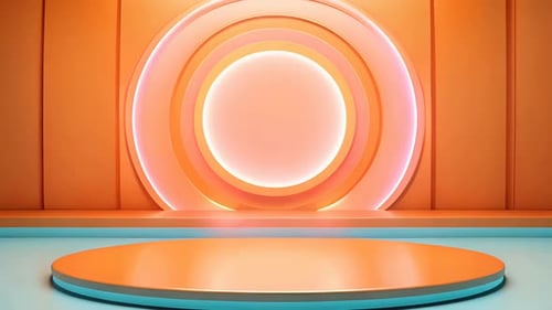 Podium Futuristische Vitrine mit Plattform für Produktausstellungen. Leeres modernes Bühnendisplay
