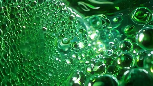 Green Bubbles in an Abstract Fluid Background Create a Mesmerizing Aesthetic Appeal