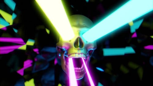 Skull with laser beam