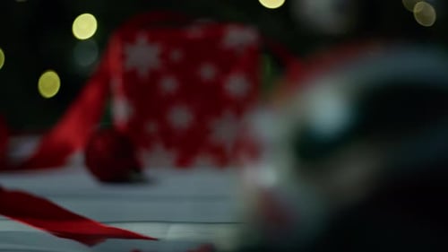 Close Up of Christmas Gifts and Bauble