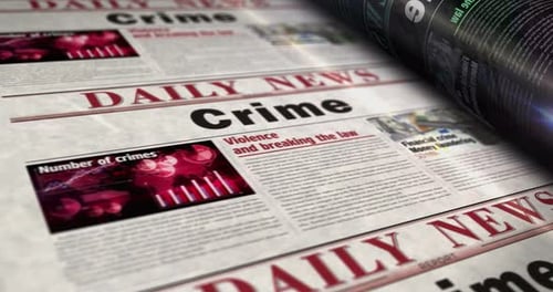 Animated Newspaper Printing Daily Crime News Report