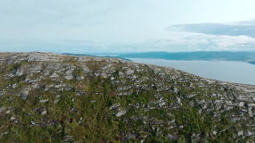 Coastal Mountainscape Between Hasselvika And Rissa In Blaheia, Norway. Aerial Drone Shot