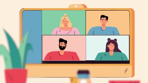 People Discussions Business Works With Online Video Conference