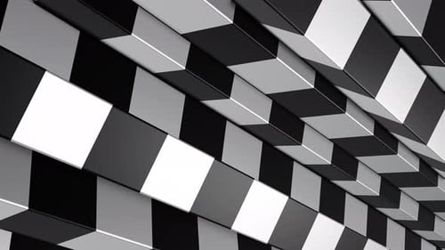 Dynamic Black and White Abstract Geometric Moving Blocks