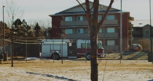 Fire Truck Returns to Base After Completing a Rescue or Firefighting Mission
