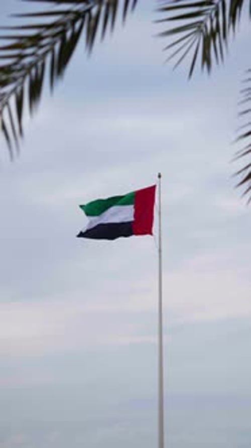 UAE Flag Waving In A Distance