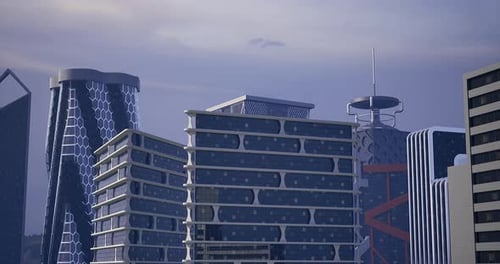 La arquitectura moderna muestra el horizonte de la ciudad durante las horas crepusculares