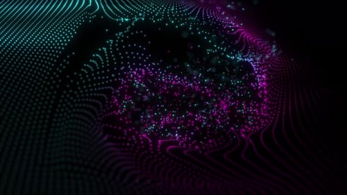 Dynamic Neon Fluid Particles Abstract Wave Background