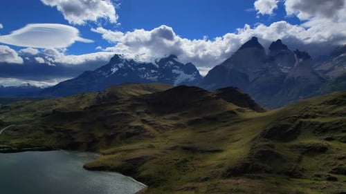 Dynamic Drone Ascent Hyperlapse Of Mirador Cuernos Patagonia