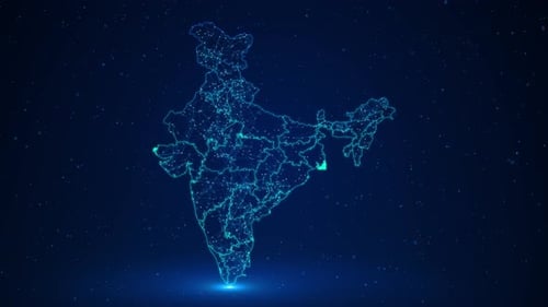 Futuristic Digital India Map Network Animation