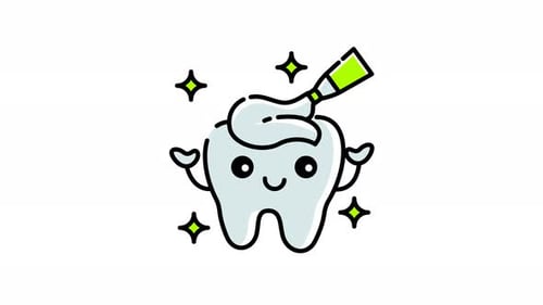 Happy Cartoon Tooth with Toothpaste Icon Animation