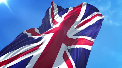Realistic Waving Union Jack Flag Animation