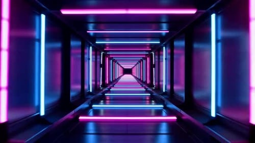 Futuristic Cyberpunk Neon Corridor Tunnel Loop