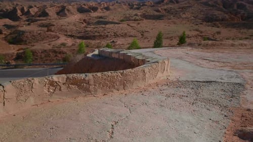 Foto de Matmata del sistema de drenaje de agua de los trogloditas.