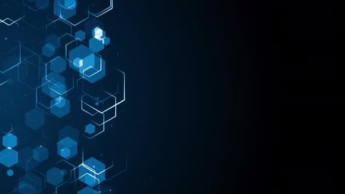 Boucle d'arrière-plan numérique de particules d'entreprise géométriques futuristes de la technologie Hexagon