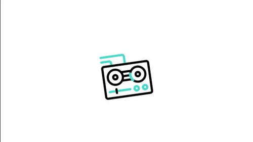 Animated DJ Mixer Icon in Flat Line Art Style
