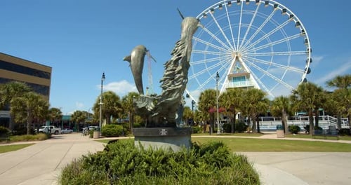 Myrtle Beach Dolphin Sculpture Scene