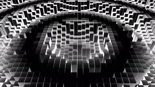 Black And White Square Waves Move In Circles Background Vj Loop In 4K