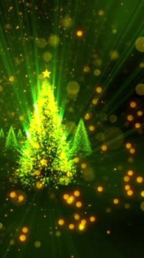 Vertical Glowing Particle Christmas Tree Festive Background Loop