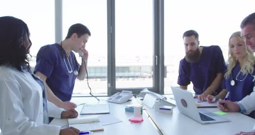 Team Of Doctors At Hospital Gets Emergency Call And Run