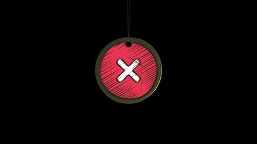 Sketch Style Animated Wrong Mark Drop Icon