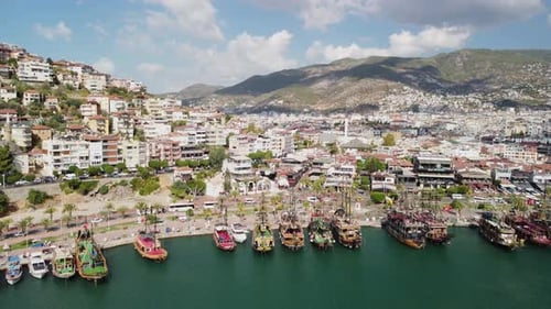Awesome aerial view of Alanya Marina in Turkey