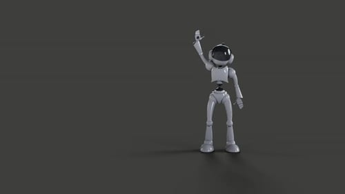Animated 3D Robot Waving and Scratching Head Character