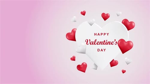Modern Valentine's Day Title Card with Flying Hearts