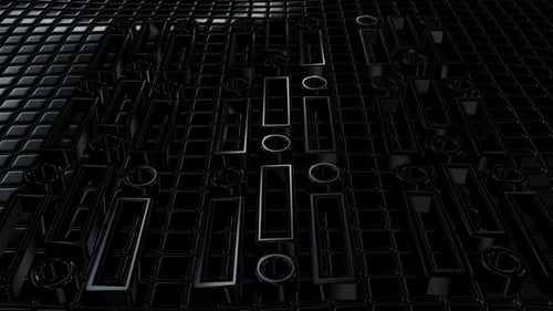 Floating Background with Black Cubes, Unique Design, Exclusive, Shapes, Reflection, 3D Render