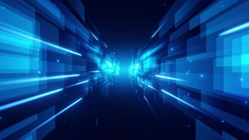 Futuristic Blue Speed Light Digital Tunnel