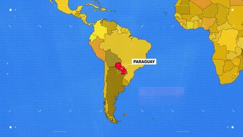 Animated World Map Highlighting Country with Text Reveal