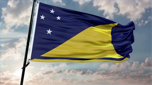 Realistic Tokelau National Flag Waving In The Wind