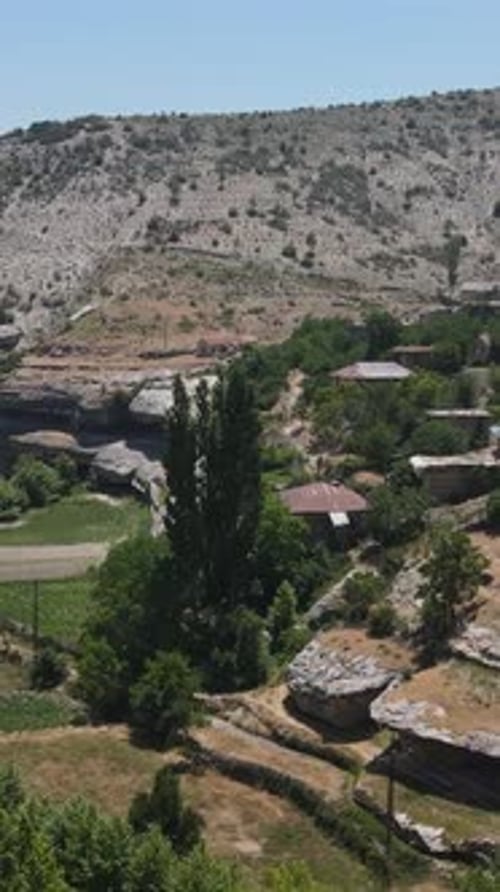 Village Valley Trees Drone View