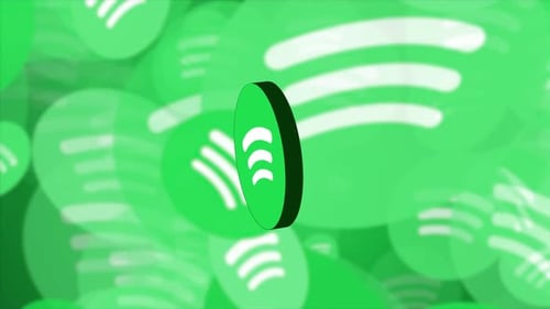 Seamless Loop of Rotating Green Music Wave Icons Background